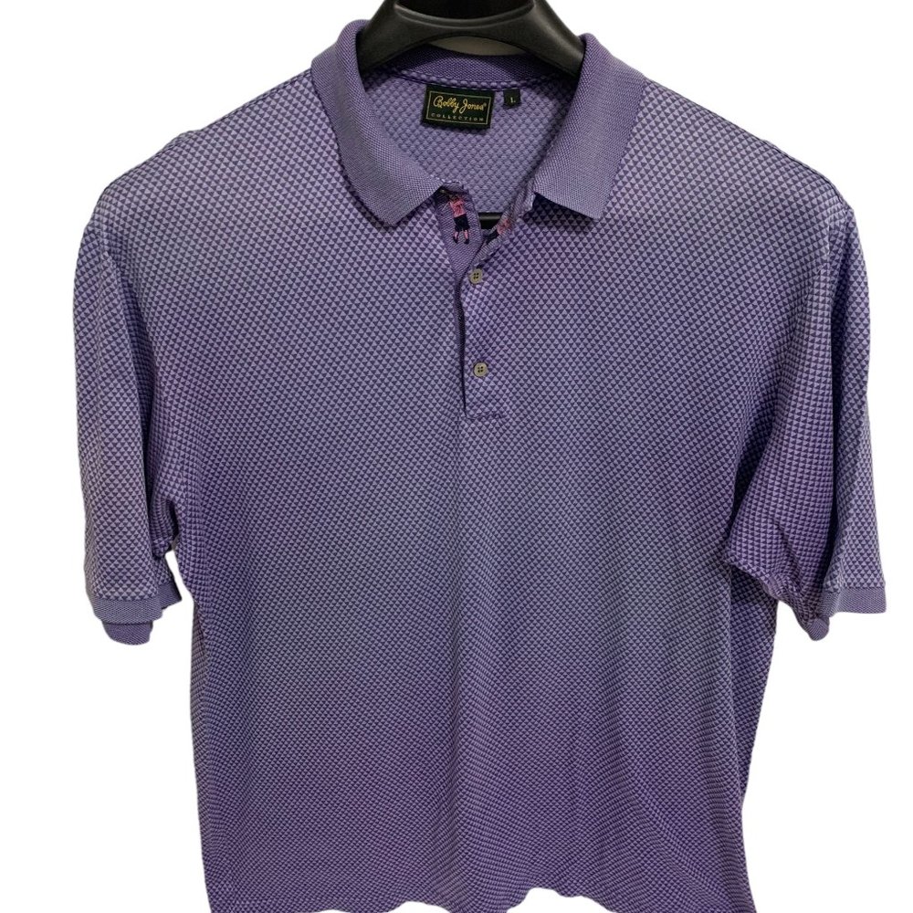 Vintage Bobby Jones Golf Polo Size Large Emboidered Golfer Purple